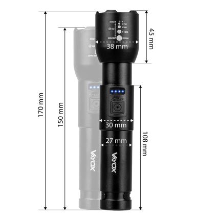 Torcia ricaricabile a LED dimmerabile LED/20W/5V IPX4 800 lm 2000 mAh