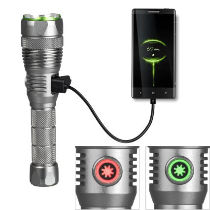 Torcia ricaricabile LED dimmerabile con funzione power bank LED/30W/5V IPX7 3000 lm 4000 mAh