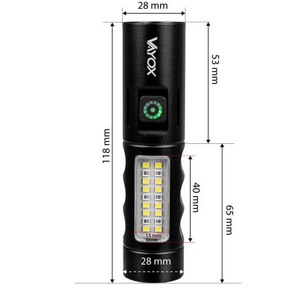 Torcia ricaricabile a LED dimmerabile con luce rossa LED/5W/5V IPX4 250 lm 2000 mAh