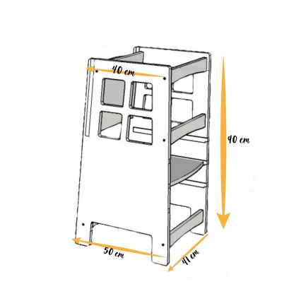 Torre d'apprendimento KULE 90x50 cm marrone/bianco