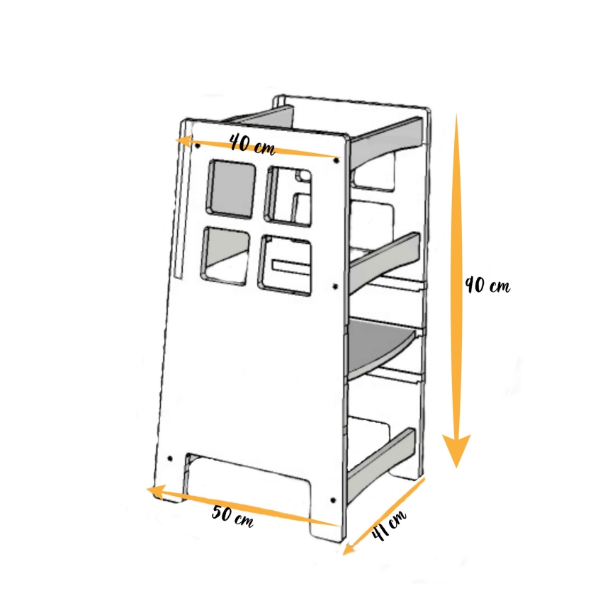 Torre d'apprendimento KULE 90x50 cm marrone/bianco