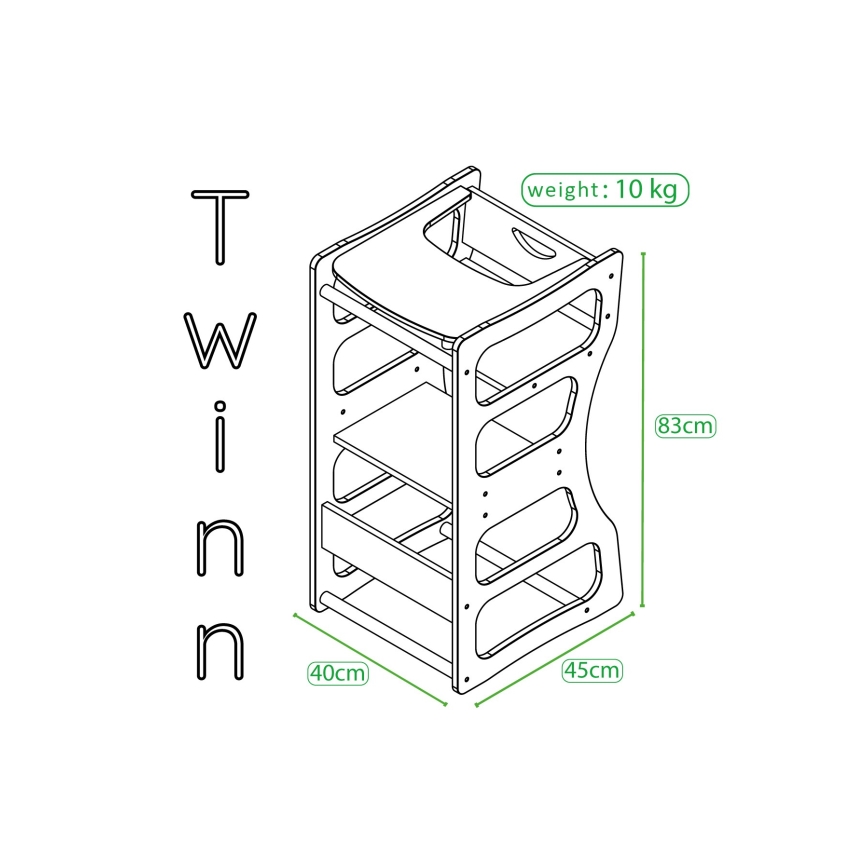 Torre d'apprendimento TWINN 83x45 cm marrone