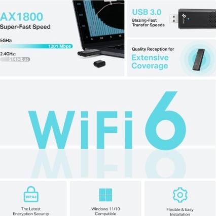 TP-Link - Adattatore USB wireless dual-band con Wi-Fi 6 Archer TX20U