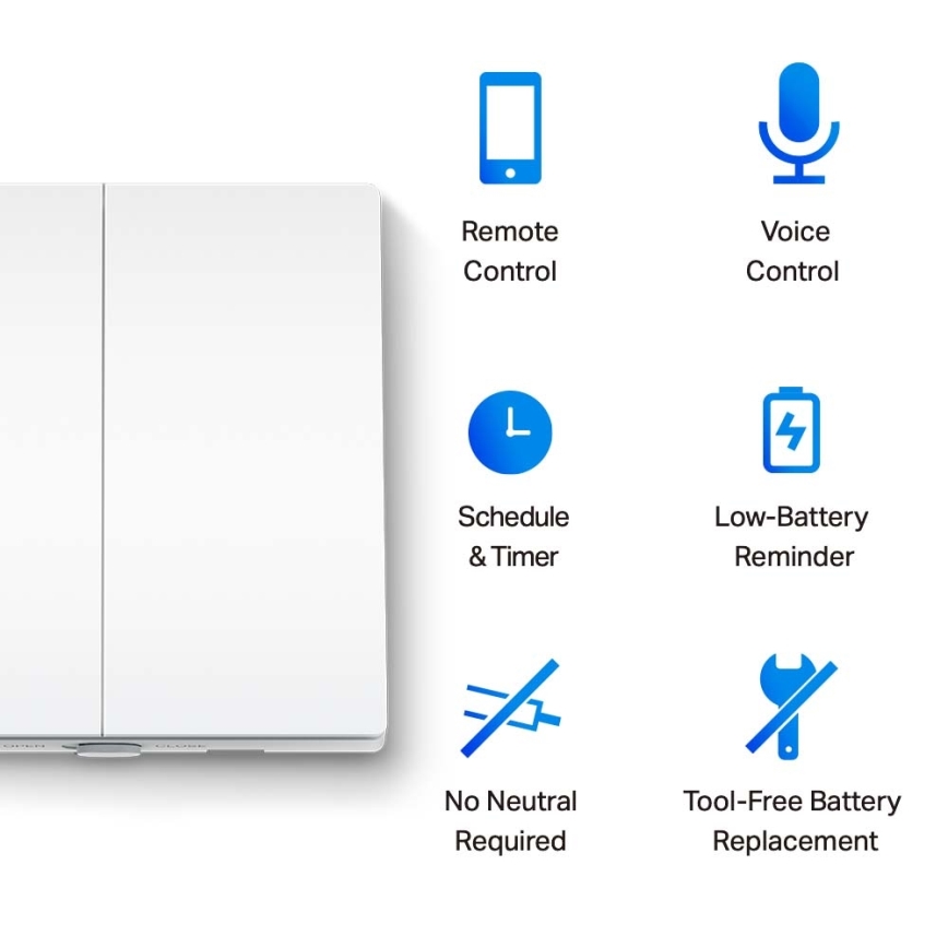 TP-Link - Interruttore intelligente per illuminazione a due pulsanti 2xAAA Wi-Fi
