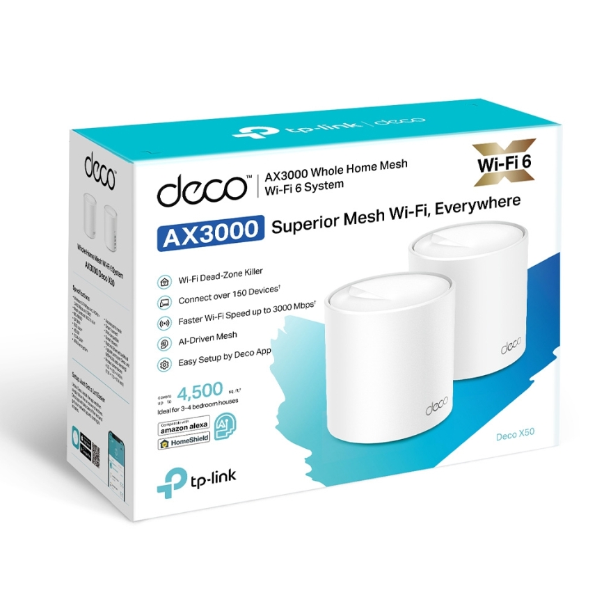 TP-Link - Kit da 2 sistemi mesh Wi‑Fi 6 per tutta la casa Deco X50