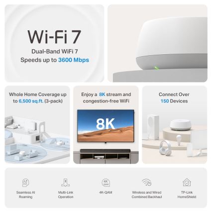 TP-Link - Kit da 2 unità Deco BE22, sistema mesh Wi‑Fi 7 per tutta la casa