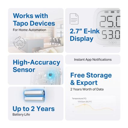 TP-Link - Monitor intelligente per la misurazione di temperatura e umidità, alimentato da 2 batterie AAA, Wi-Fi
