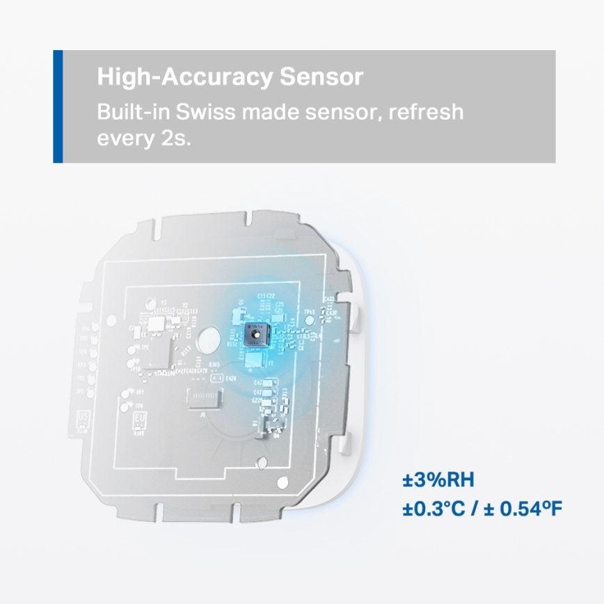 TP-Link - Monitor intelligente per la misurazione di temperatura e umidità, alimentato da 2 batterie AAA, Wi-Fi