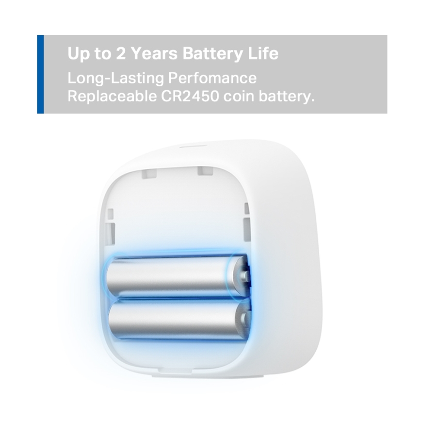 TP-Link - Monitor intelligente per la misurazione di temperatura e umidità, alimentato da 2 batterie AAA, Wi-Fi