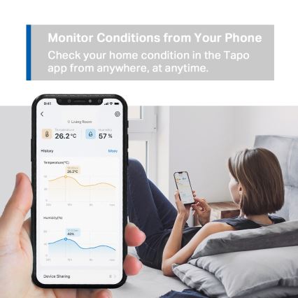 TP-Link - Monitor intelligente per la misurazione di temperatura e umidità, alimentato da 2 batterie AAA, Wi-Fi