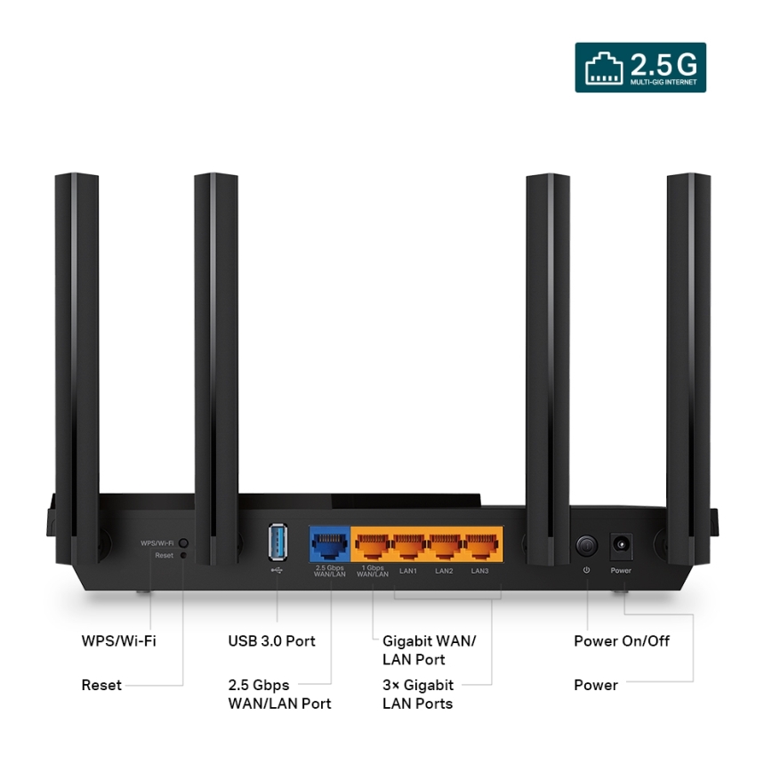 TP-Link - Router Wi-Fi 6 multigigabit a doppia banda con porta 2,5 Gbps Archer AX55 Pro