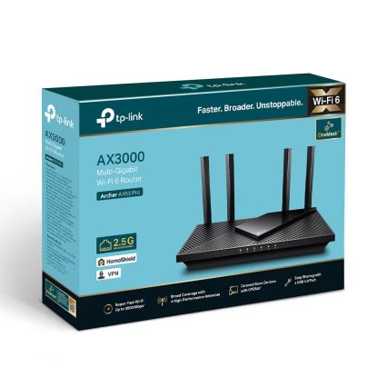 TP-Link - Router Wi-Fi 6 multigigabit a doppia banda con porta 2,5 Gbps Archer AX55 Pro