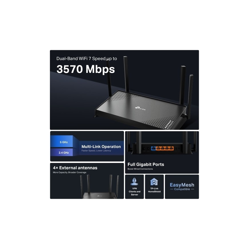 TP-Link - Router Wi‑Fi 7 a doppia banda Archer BE220