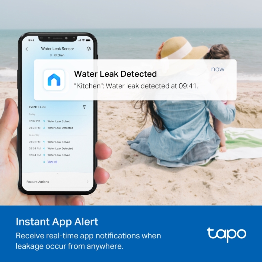 TP-Link - Sensore intelligente di perdite d'acqua, 2x AAA, Wi‑Fi