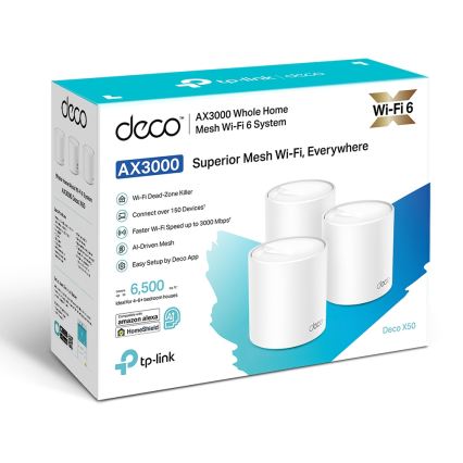TP-Link - Set da 3 Deco X50, sistema mesh Wi-Fi 6 per tutta la casa