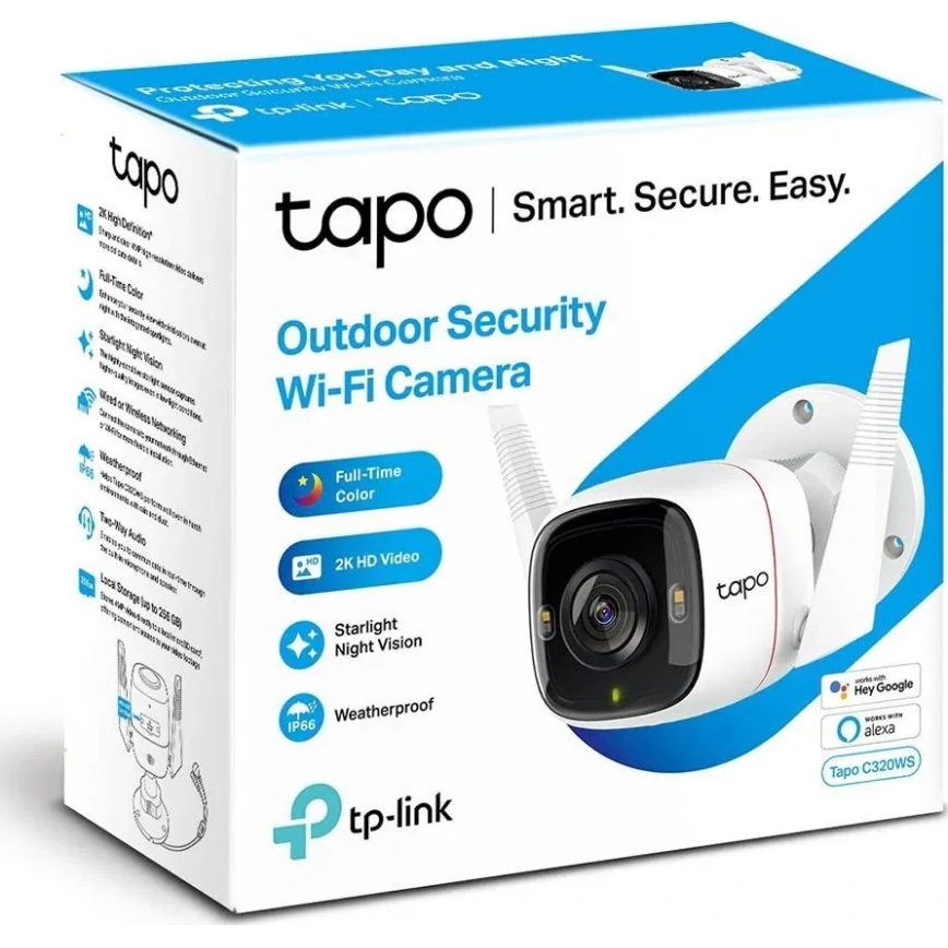 TP-Link - Telecamera esterna intelligente con sensore, certificazione IP66 e connettività Wi‑Fi