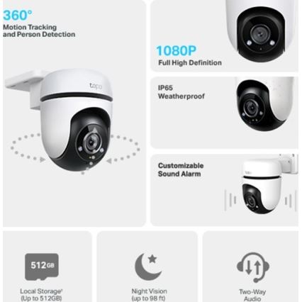 TP-Link - Telecamera per esterni con sensore, protezione IP65 e Wi‑Fi
