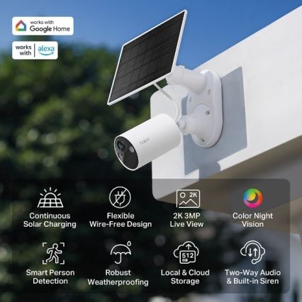 TP-Link - Telecamera solare per esterni con sensore, IP65, Wi-Fi