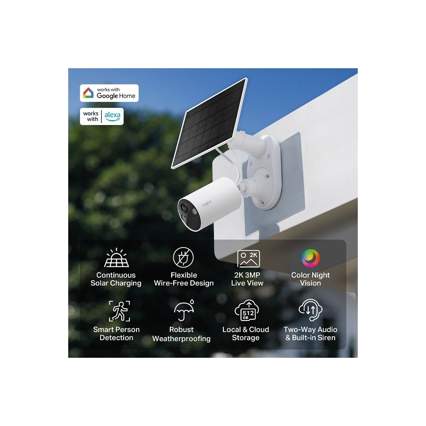 TP-Link - Telecamera solare per esterni con sensore, IP65, Wi-Fi