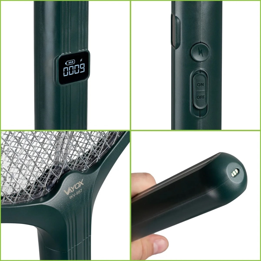 Trappola elettrica per insetti LED 2 in 1 con display LCD 1200 mAh/5V verde