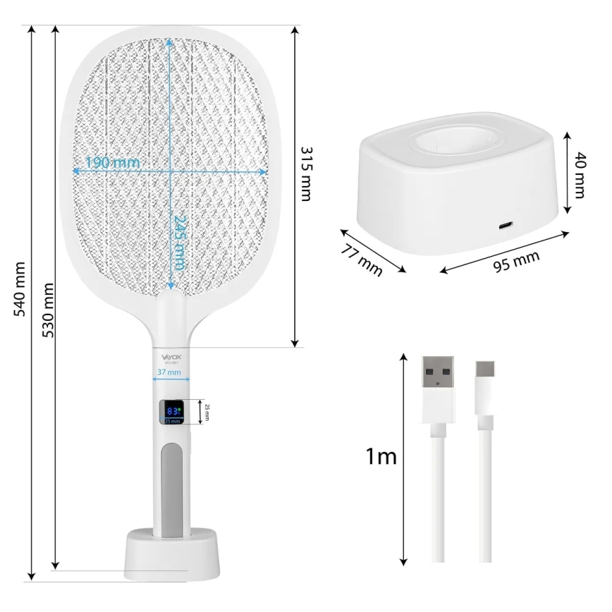 Trappola elettrica per insetti LED 2 in 1 con display LCD 1200 mAh/5V bianco
