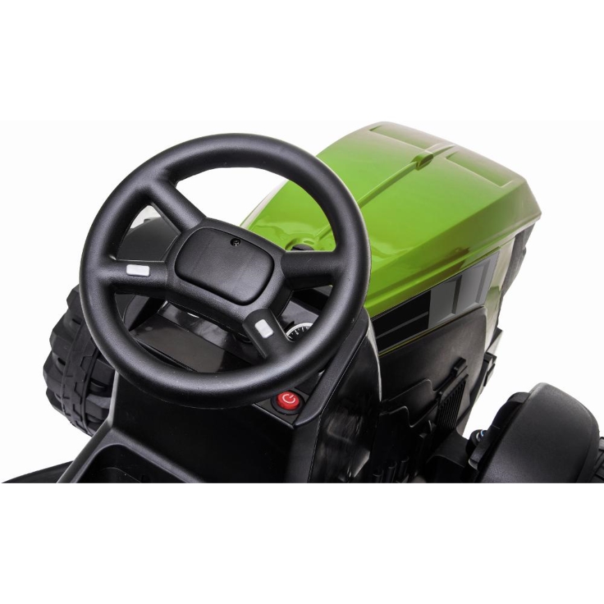 Trattore elettrico con rimorchio 2x30W/7000 mAh nero/verde + telecomando
