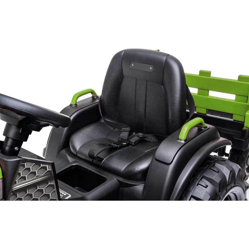 Trattore elettrico con rimorchio 2x30W/7000 mAh nero/verde + telecomando