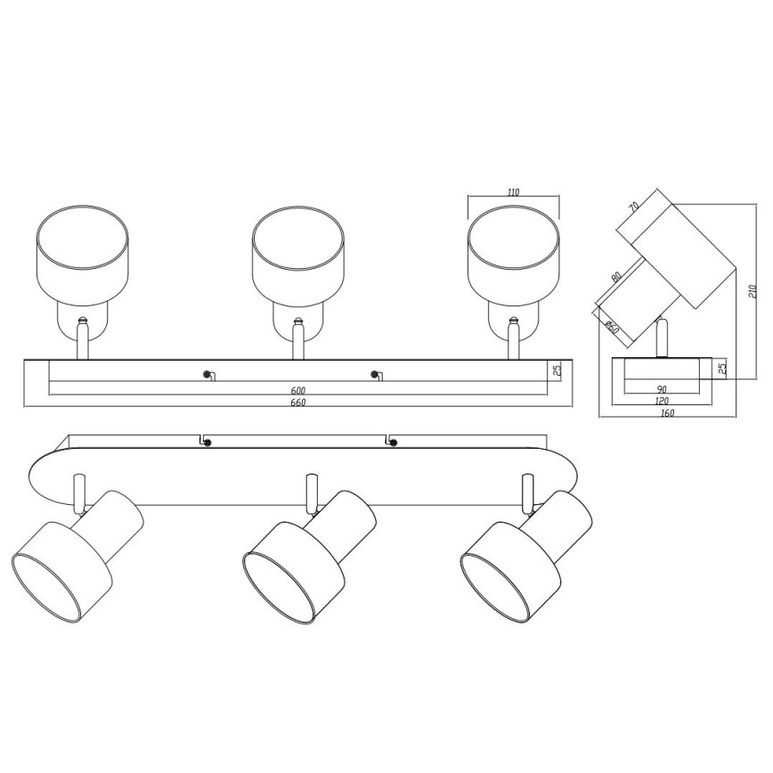 Trio - Faretto WAILER 3xGU10/5W/230V nero