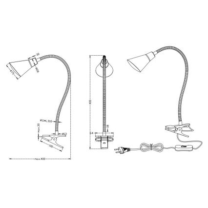 Trio - Lampada con morsetto LED PRETO LED/4,1W/230V