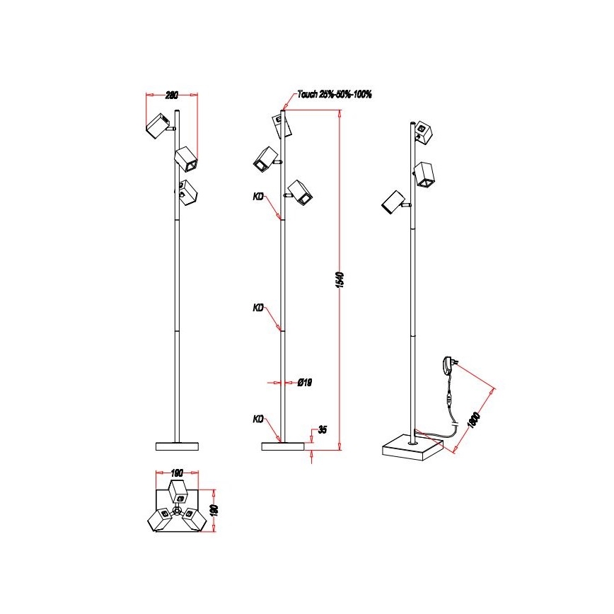 Trio - LED Dimmerabile touch lampada con piedistallo LAGOS 3xLED/4,7W/230V