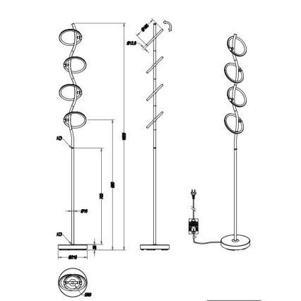 Trio - Lampada da terra LED dimmerabile OLYMPUS 4xLED/4,2W/230V