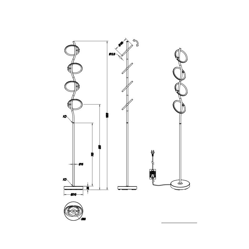 Trio - Lampada da terra LED dimmerabile OLYMPUS 4xLED/4,2W/230V