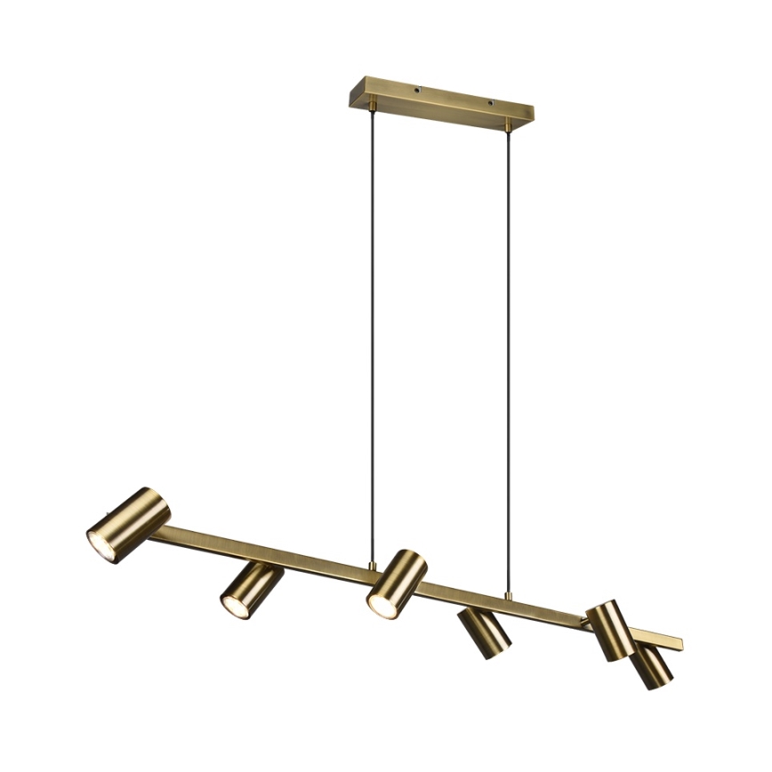 Trio - Lampadario a cavo MARLEY 6xGU10/35W/230V ottone