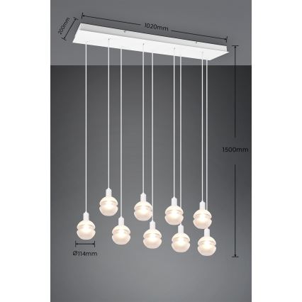 Trio - Lampadario a cavo MELA 9xE14/25W/230V bianco