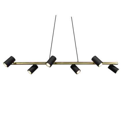 Trio - Lampadario a sospensione con cavo MARLEY 6xGU10/35W/230V nero/oro