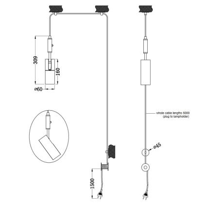 Trio - Lampadario a sospensione con filo CARLA 1xGU10/35W/230V