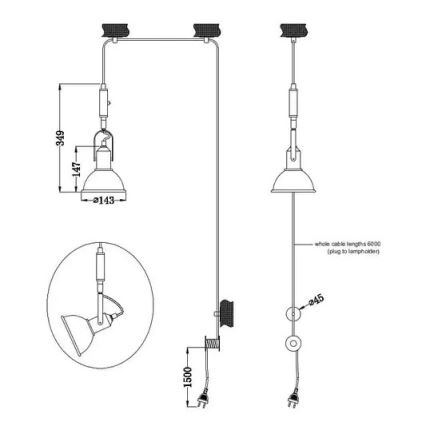 Trio - Lampadario a sospensione con filo CARLOTTA 1xE14/28W/230V