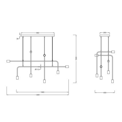 Trio - Lampadario a sospensione con filo CONNOR 8xE27/10W/230V