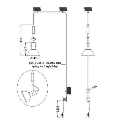 Trio - Lampadario a sospensione con filo DELIA 1xE14/28W/230V