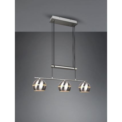 Trio - Lampadario a sospensione con filo FLETCHER 3xE14/40W/230V cromo opaco