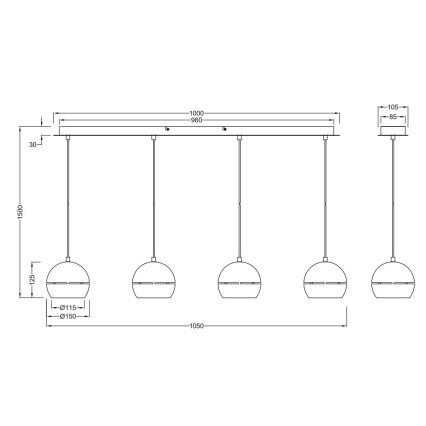 Trio - Lampadario a sospensione con filo FLETCHER 4xE14/40W/230V ottone