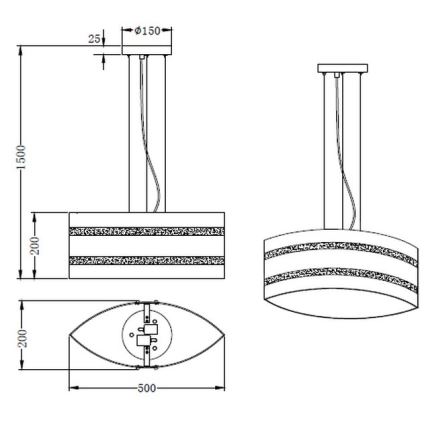 Trio - Lampadario a sospensione con filo NIKOSIA 2xE27/40W/230V argento
