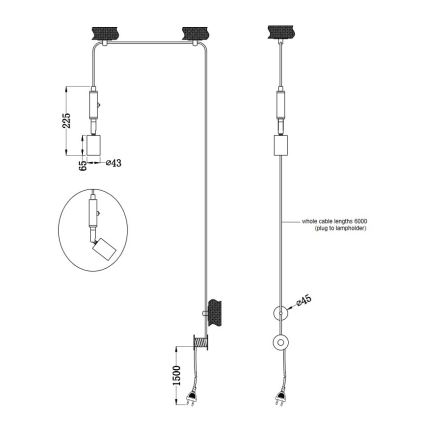 Trio - Lampadario a sospensione con filo STELLA 1xE27/42W/230V