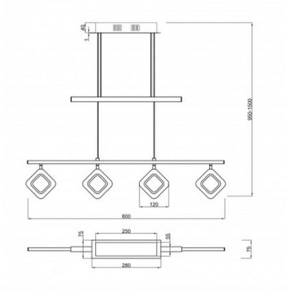 Trio - Lampadario LED su filo PARADOX 4xLED/4,3W/230V