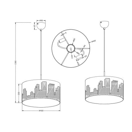 Trio - Lampadario su corda CAPITAL 2xE14/40W/230V