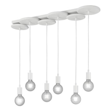 Trio - Lampadario su corda DISCUS 6xE27/28W/230V bianco