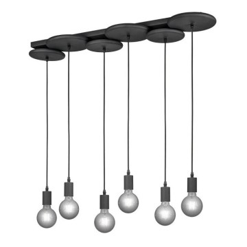 Trio - Lampadario su corda DISCUS 6xE27/28W/230V nero