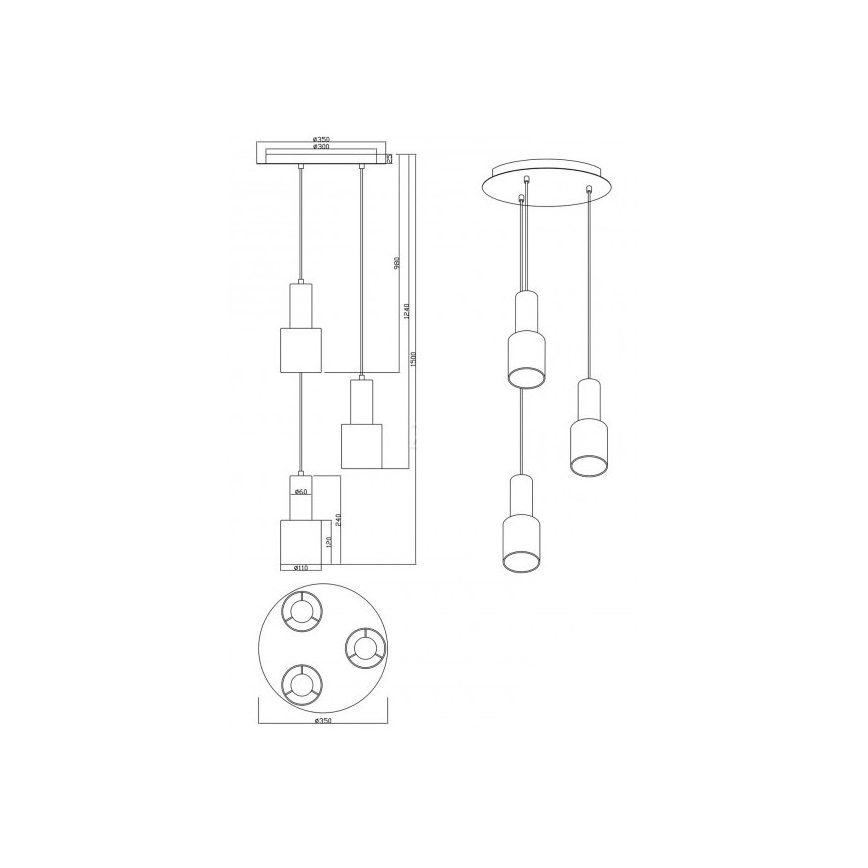Trio - Lampadario su corda WAILER 3xGU10/5W/230V beige