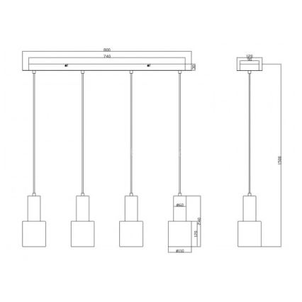 Trio - Lampadario su corda WAILER 4xGU10/5W/230V beige