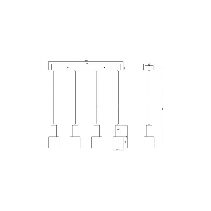Trio - Lampadario su corda WAILER 4xGU10/5W/230V beige